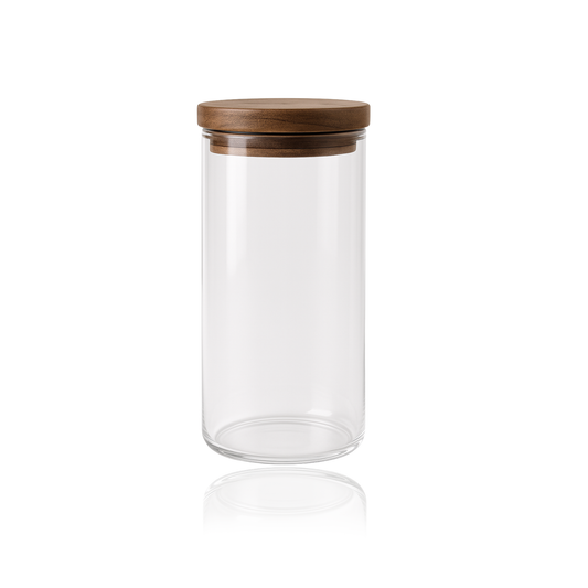 Tarro de cristal Hermetico con tapa de acacia 1100 ml- Conservación café