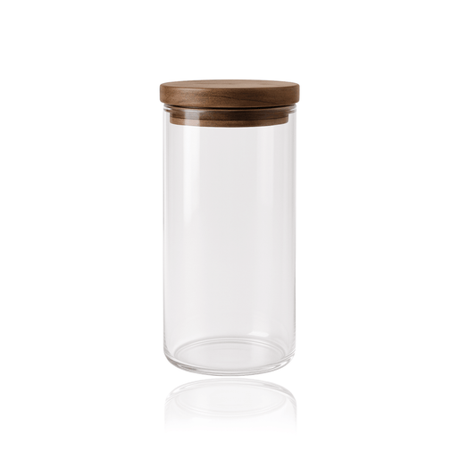 Tarro de cristal Hermetico con tapa de acacia 1100 ml - Conservación café - Latterra